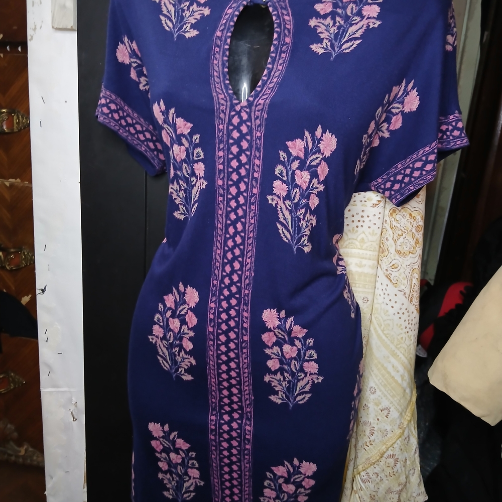 Lucky Brand Blue and Pink Midi Dress